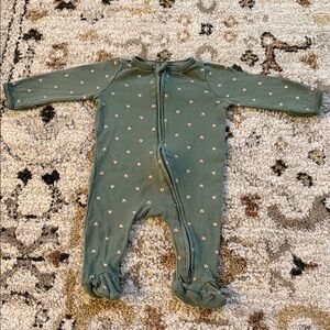 Cloud Island Teal Heart Print Kids Footie